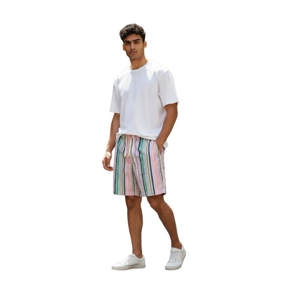 Polo Ralph Lauren Pony Relaxed Fit Striped Seersucker Shorts M Preppy Vacation